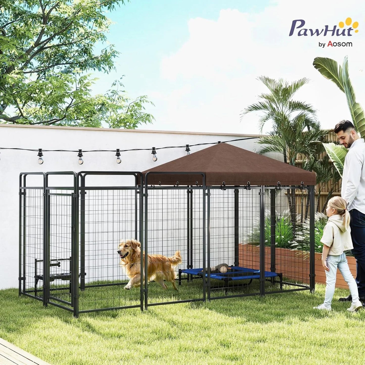 XIUWO Waterproof Outdoor Dog Kennel With Chain Link Fence Lock