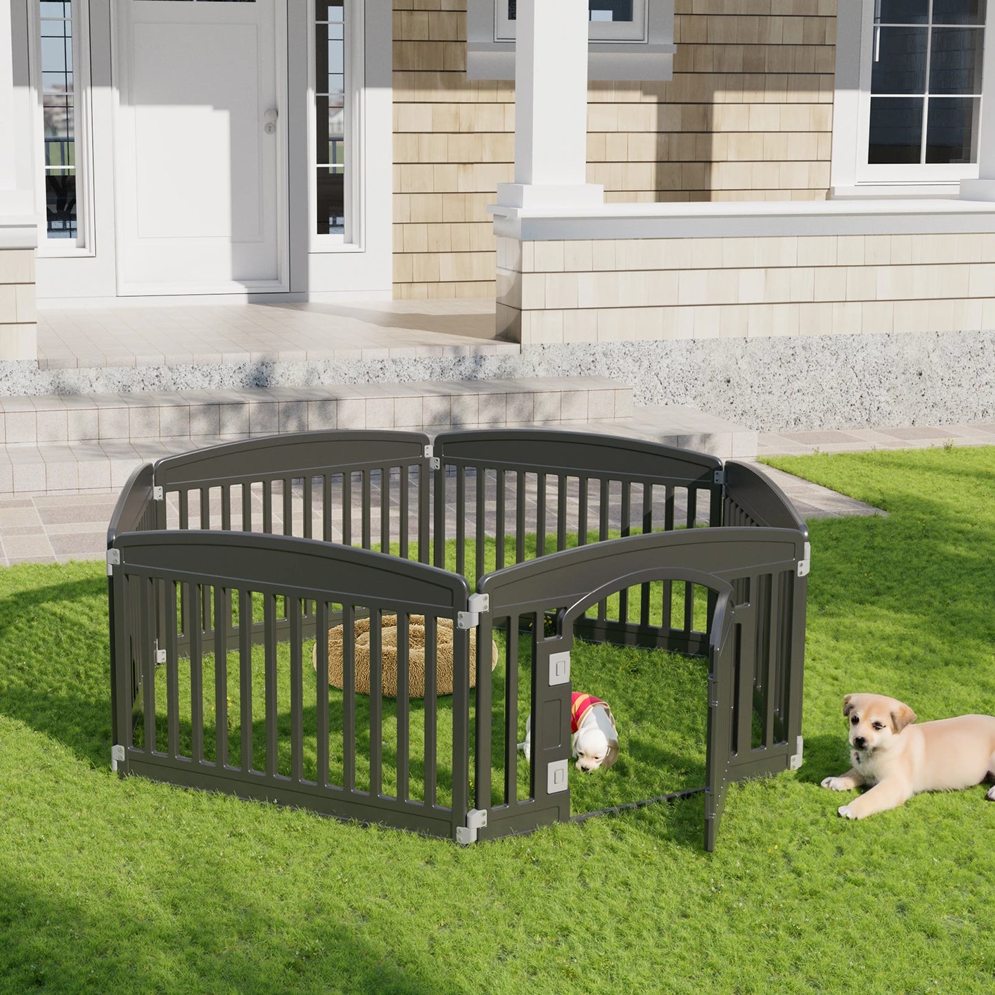JHK Plastic Dog Playpen Expandable Fence For Medium Dogs Indoor