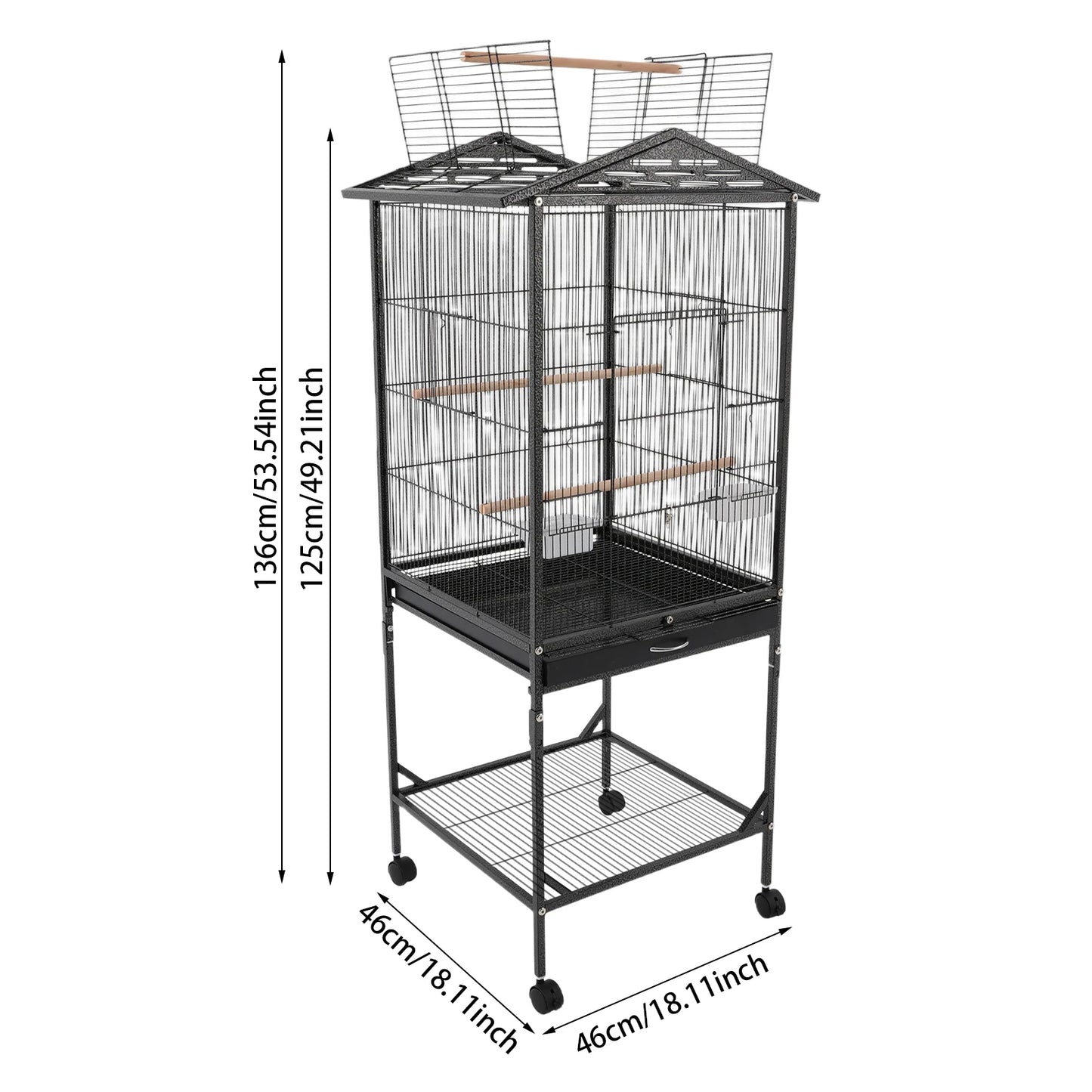 Floor Standing Iron Bird Cage With Wheels