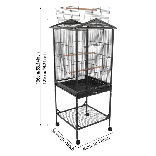 Floor Standing Iron Bird Cage With Wheels