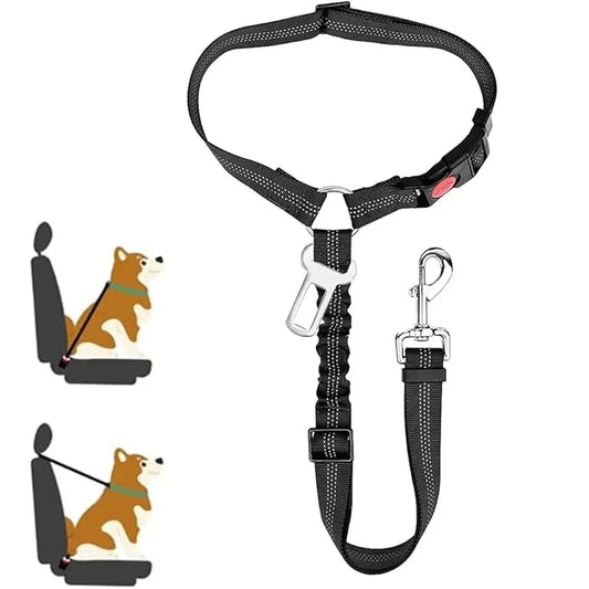2 In 1 Dog Car Seat Belt Headrest Restraint Reflective