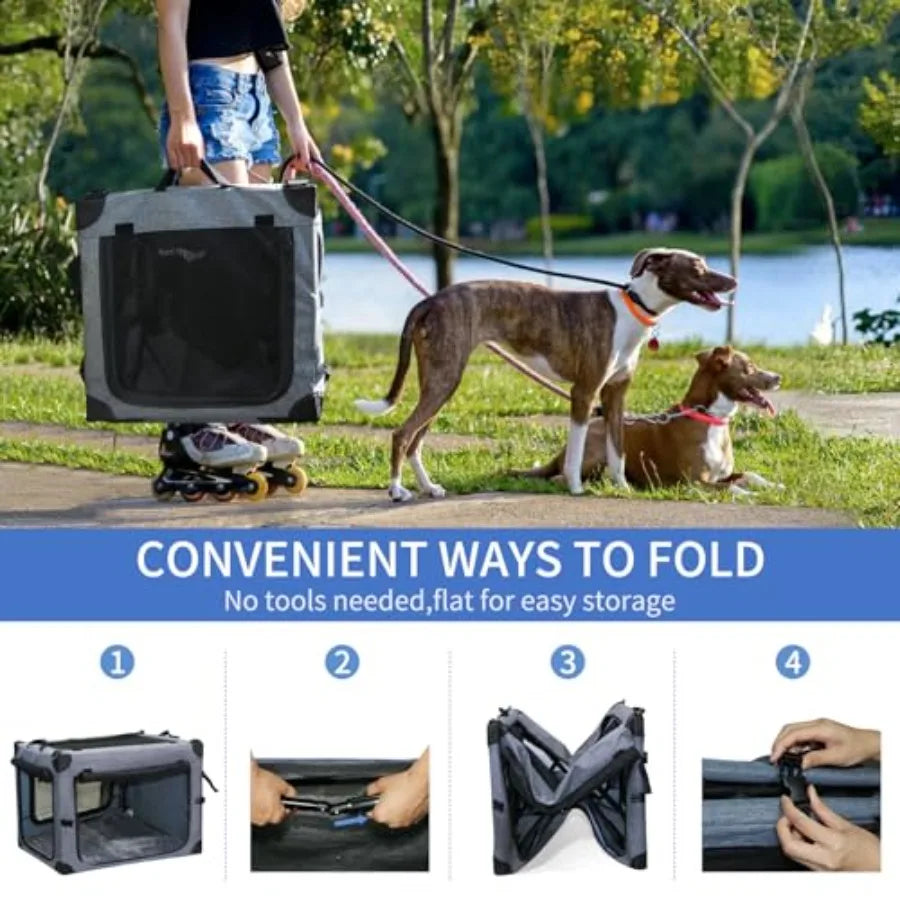 Collapsible Soft Sided Travel Dog Carrier Indoor Outdoor