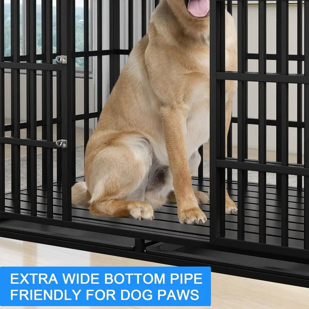 Heavy Duty Metal Dog Crate Roo Top Lockable Wheels Kennel