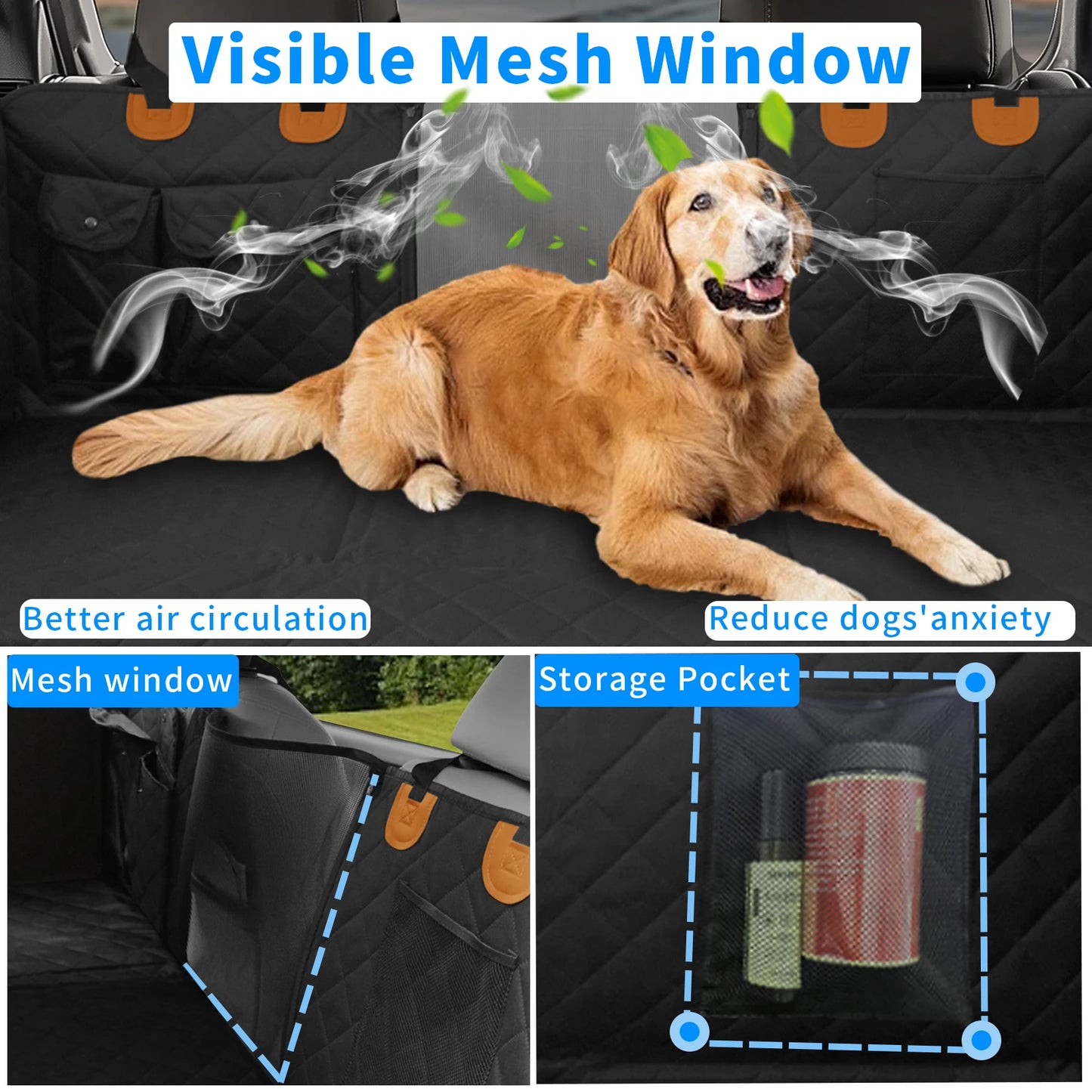 Borwart Waterproof Back Seat Extender Dog Car Cover With Storage