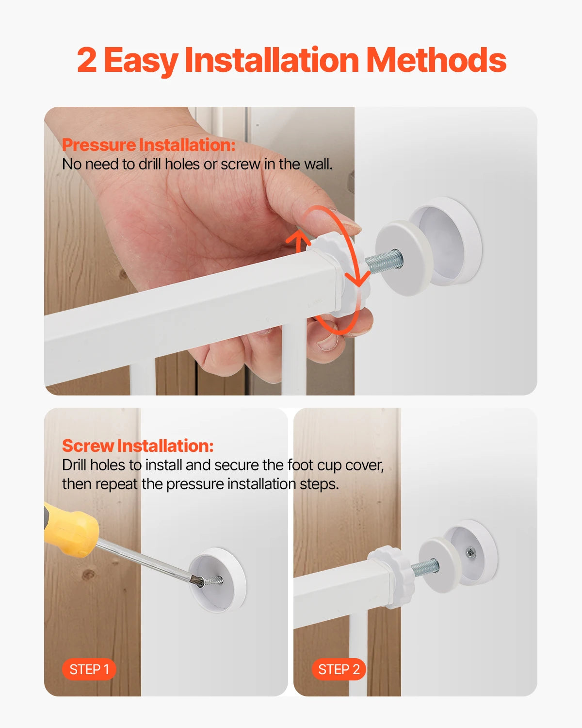 SucceBuy Pressure Mount Baby Gate Walk Thru Child Pet Safety