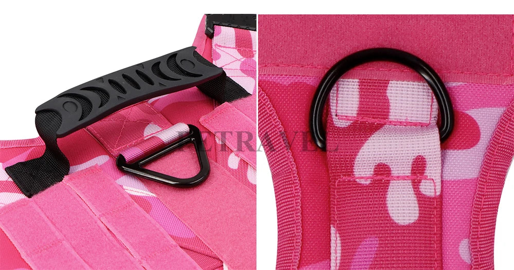 Military Camouflage Dog Harness Tactical Nylon Vest For Training