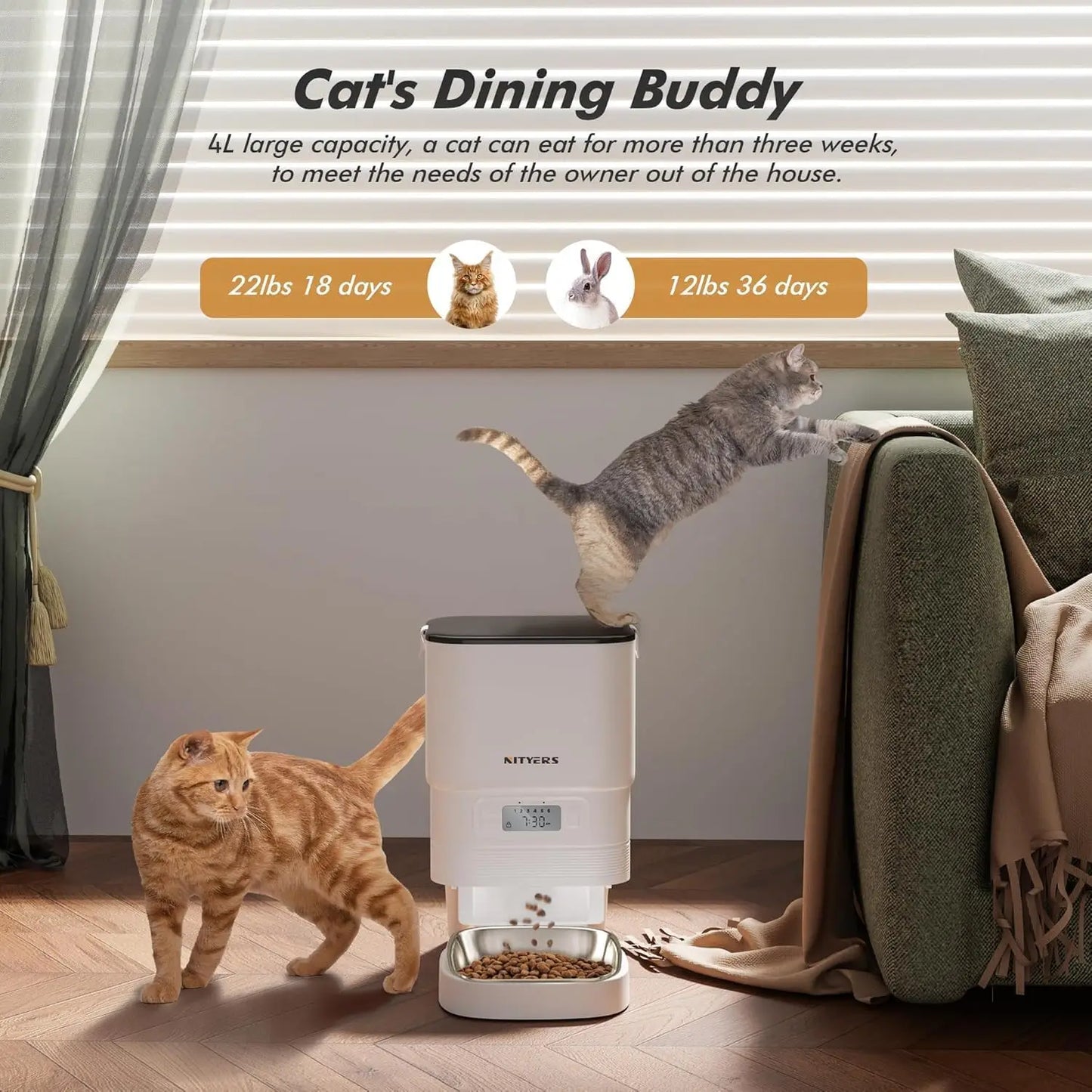 Nityers 4.5L Smart Automatic Pet Feeder With Voice Recorder