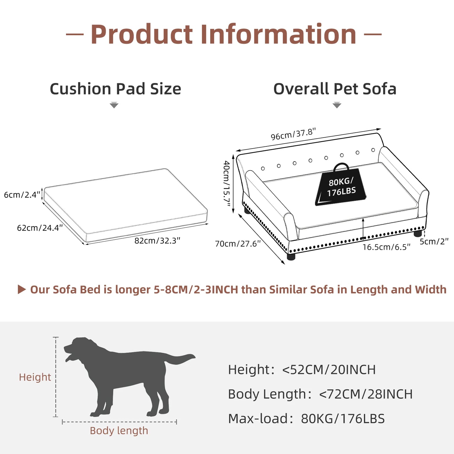 BORWART Heavy Duty Pet Sofa Bed For Dogs And Kittens