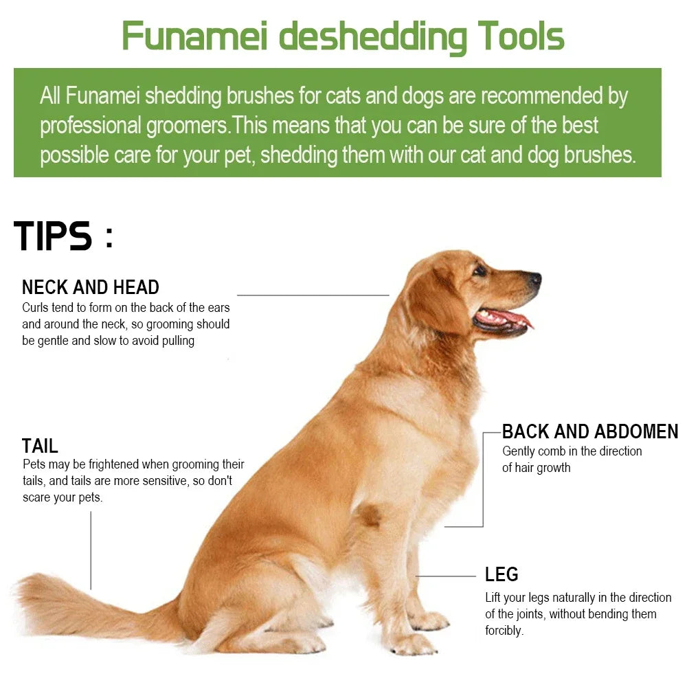 Funamei Pet Deshedding Brush For Dogs And Cats