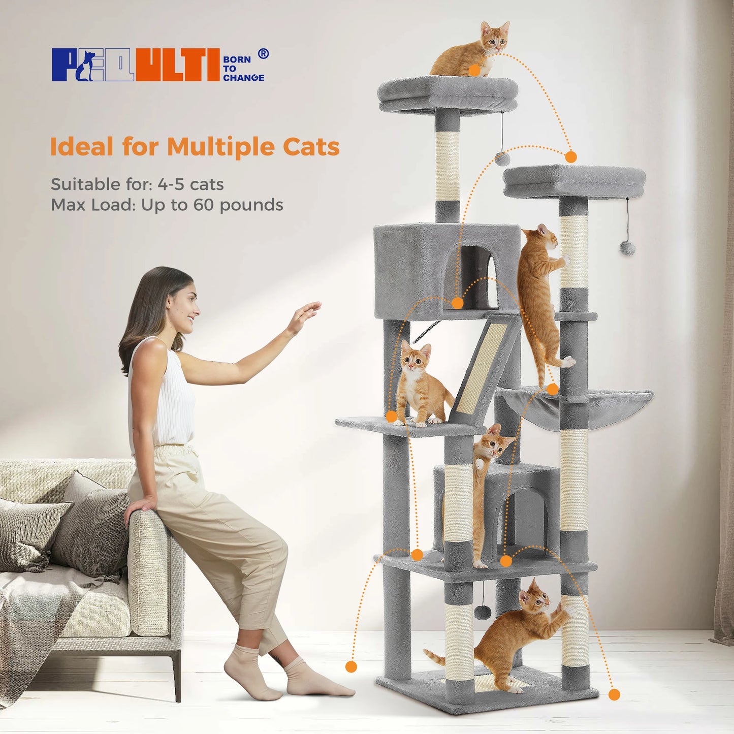 Pawz Road Large Multi Level Plush Cat Tree Tower