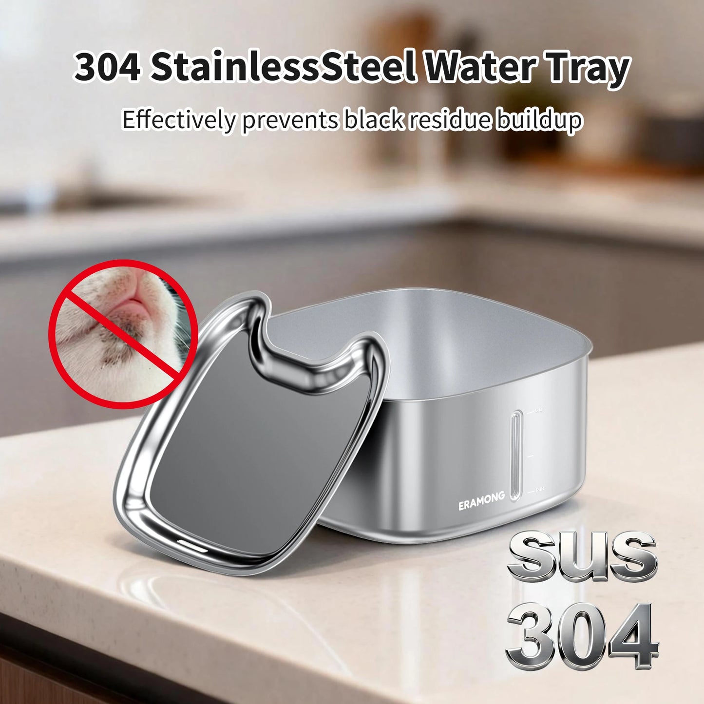 Eramong 3.5L Stainless Steel Wireless Smart Cat Water Fountain