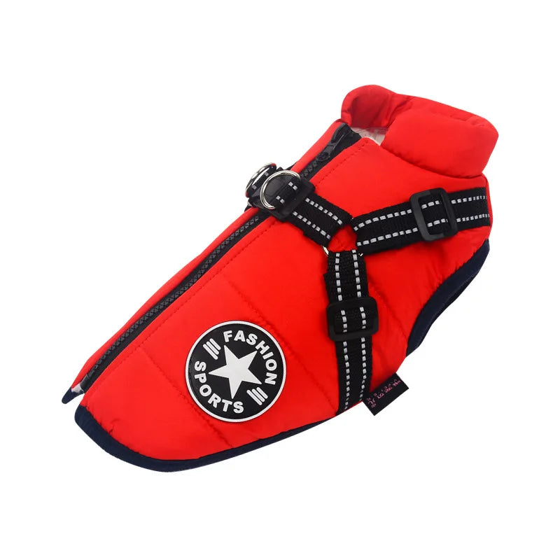 CDDMPET Winter Warm Pet Dog Jacket With Harness Waterproof Coat