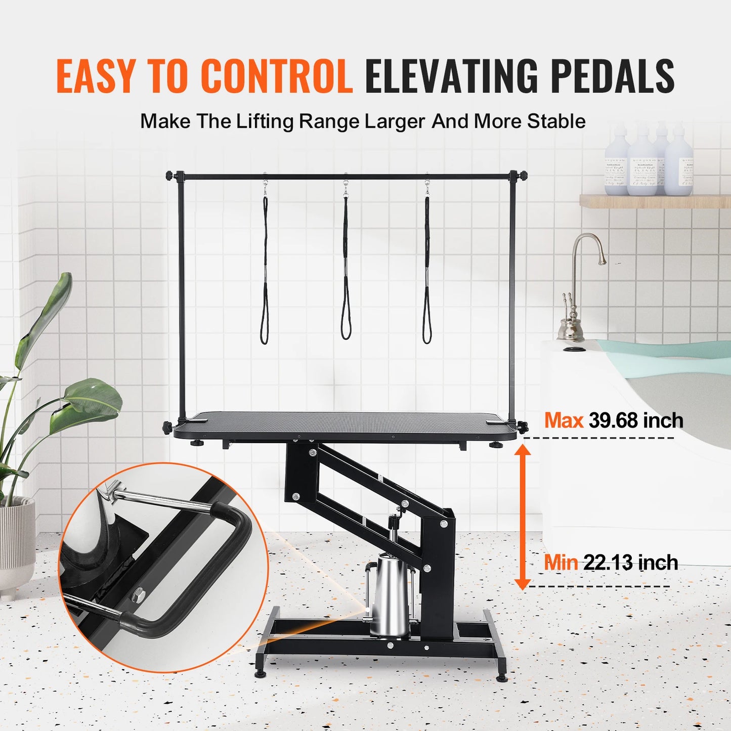SucceBuy 400Lbs Hydraulic Pet Grooming Table With Arm