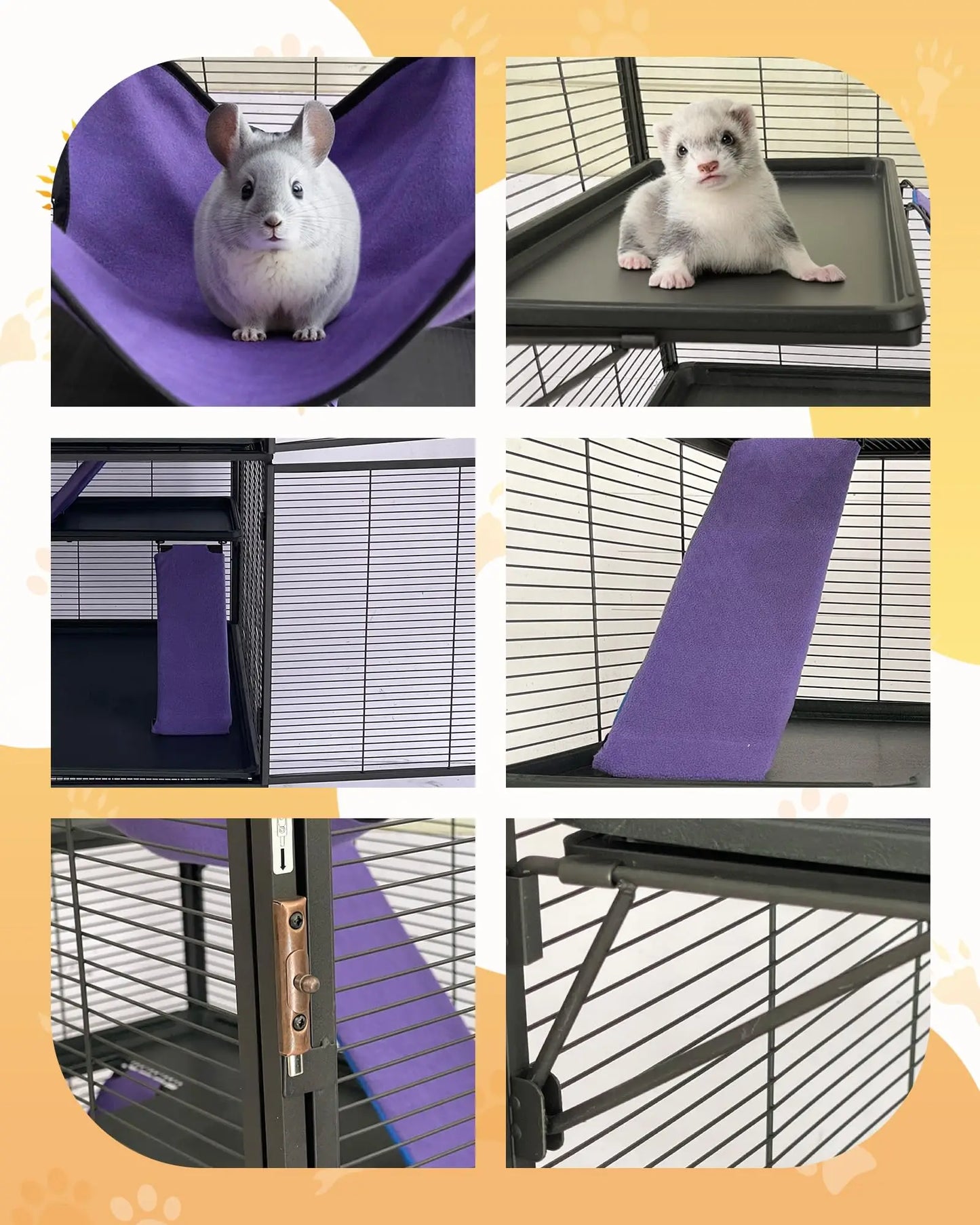 HiMISS Metal Small Animal Cage With Ramp And Multi Level