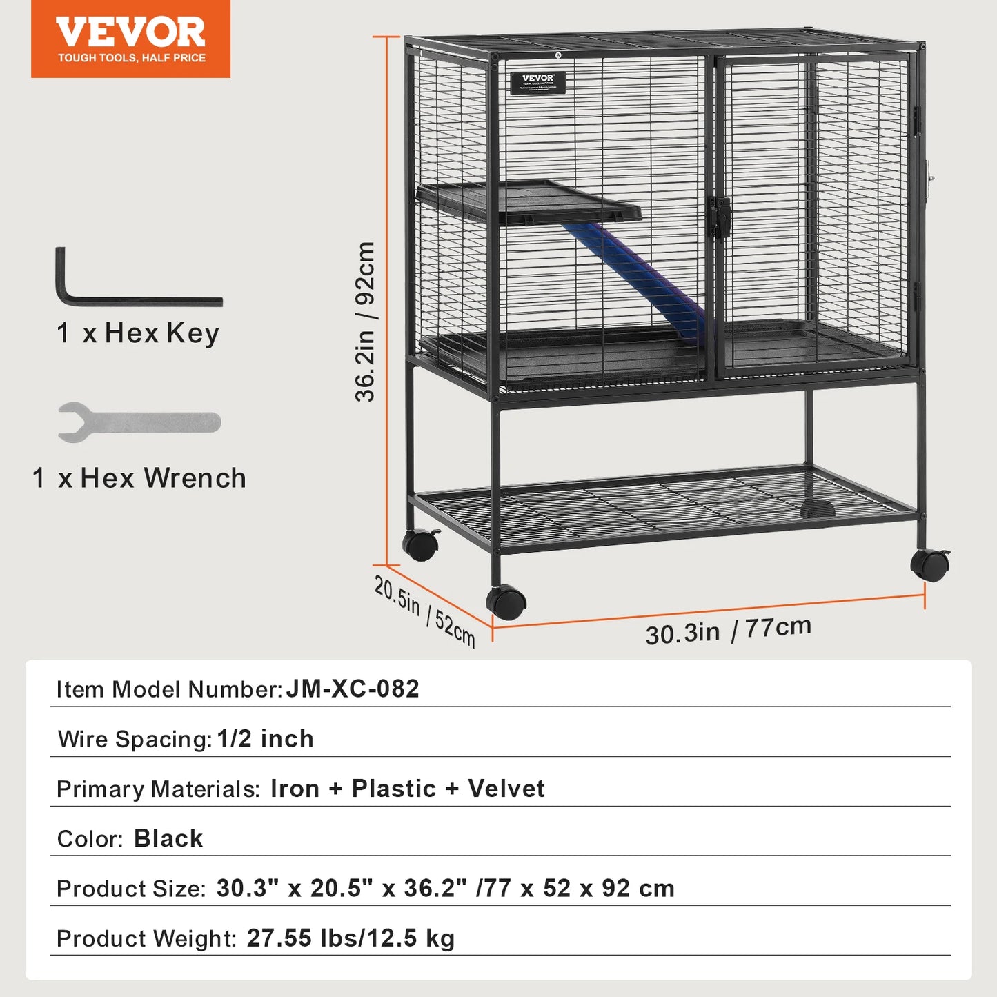 SucceBuy 64.6 Inch Rolling Metal Multi Tier Small Animal Cage