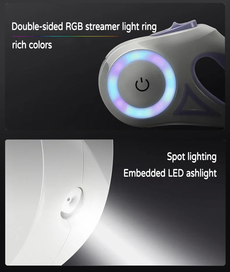 Lighted Retractable Dog Leash With Quick Release