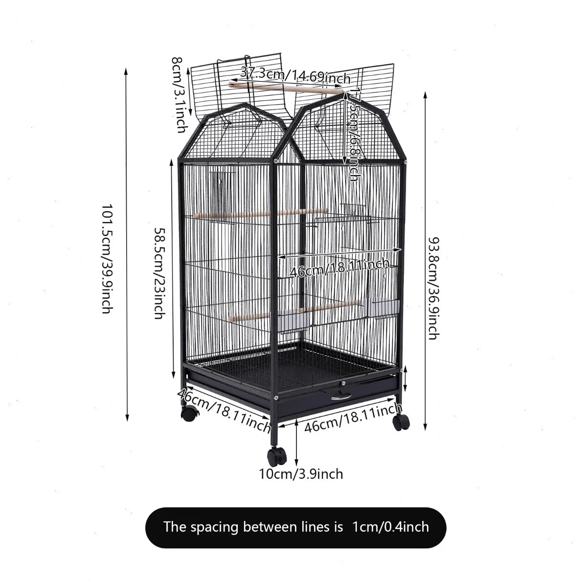 Large Spacious Anti Rust Iron Bird Cage For Cockatiel And Conure