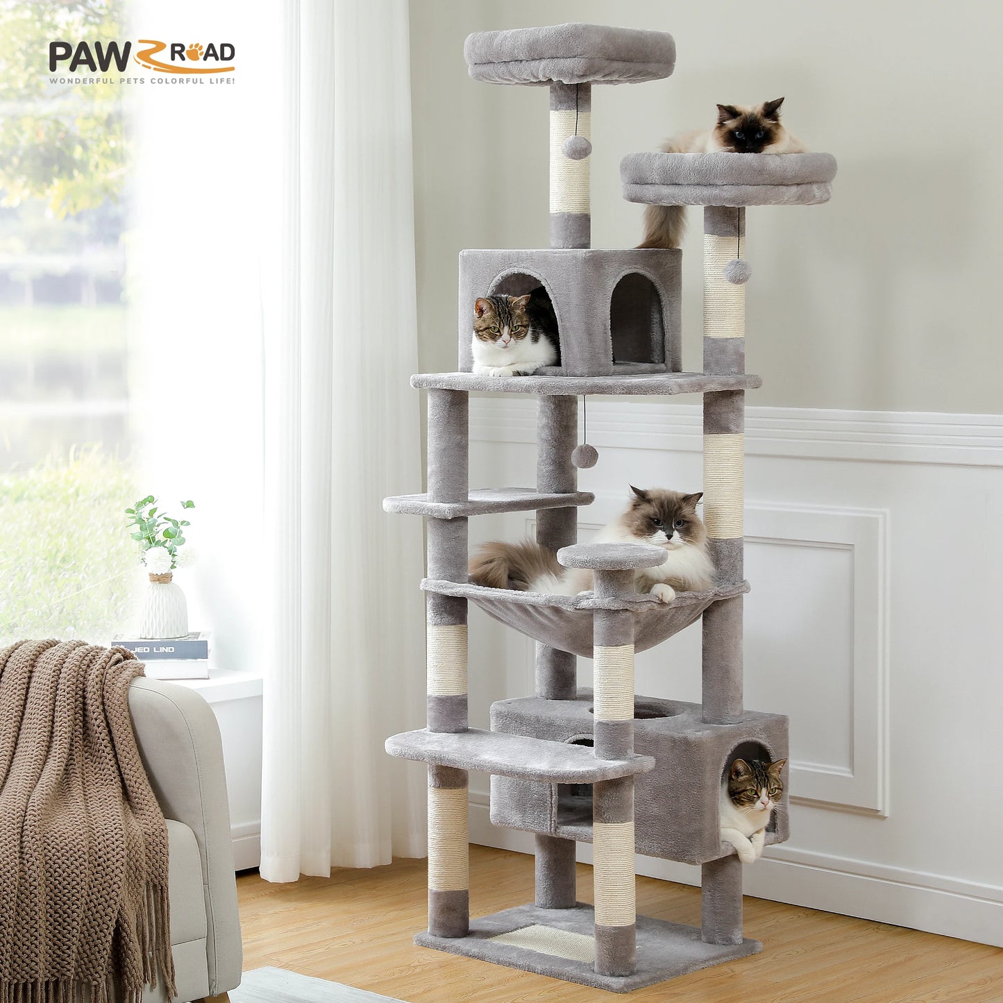 Pawz Road Large Multi Level Plush Cat Tree Tower