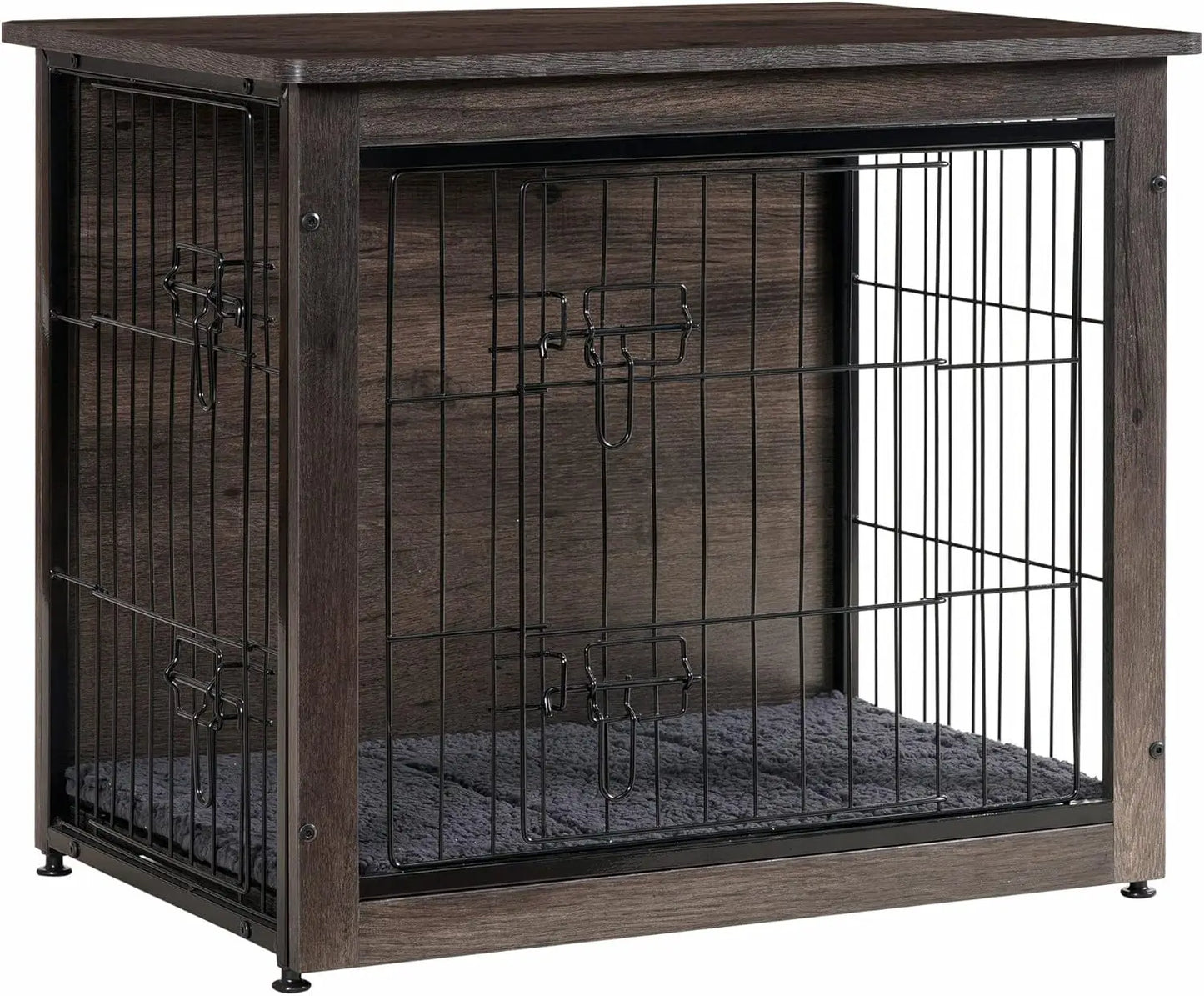 Wooden Dog Crate Furniture With Cushion Kennel Double Doors Indoor
