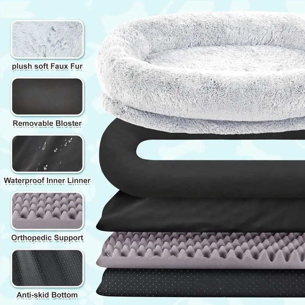 Orthopedic Dog Bed With Faux Fur Washable For Pets