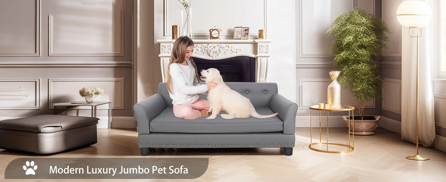 Bingopaw Elevated Microfiber Leather Sofa Bed