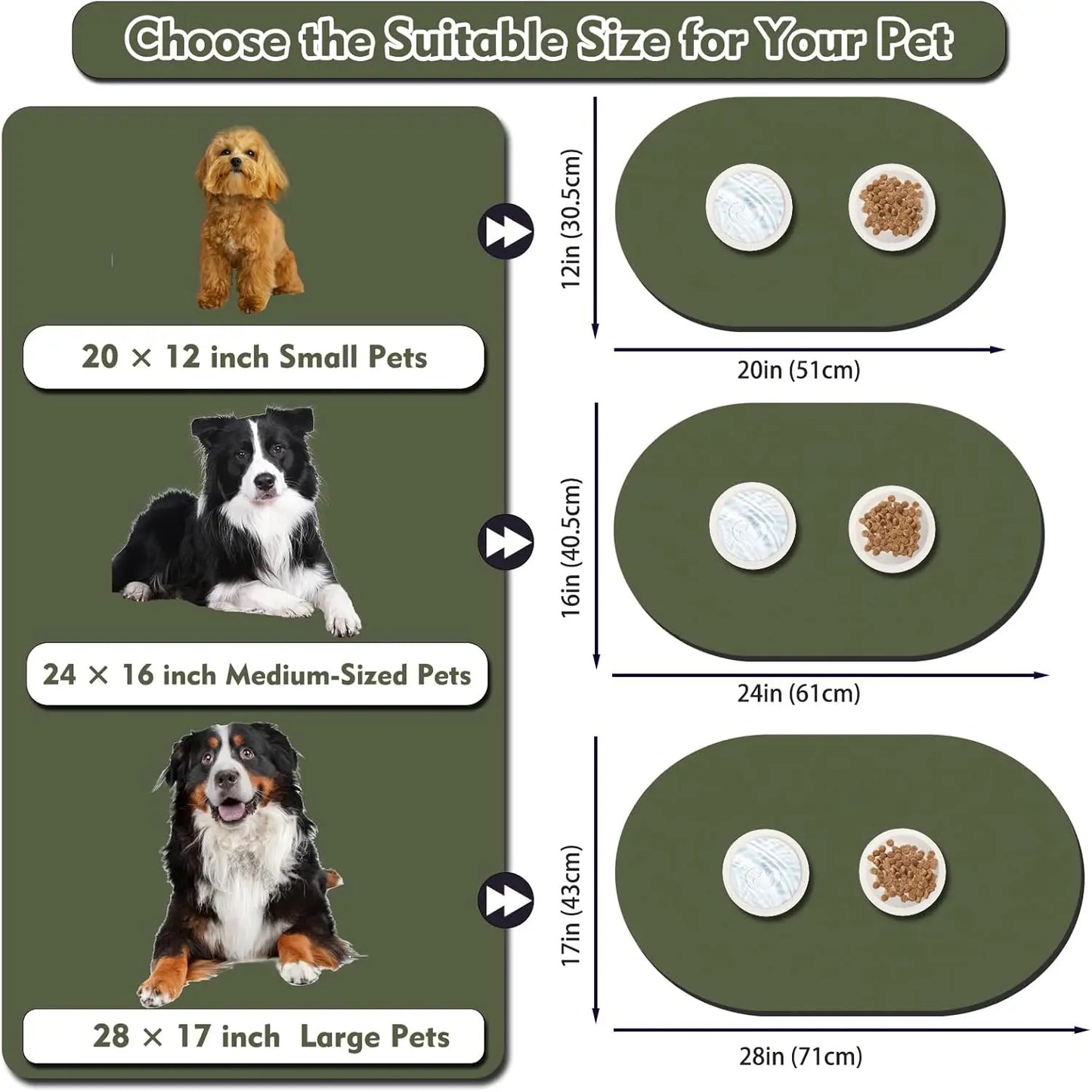 Absorbent Dog Feeding Mat Non-Slip Rubber Base Quick Dry