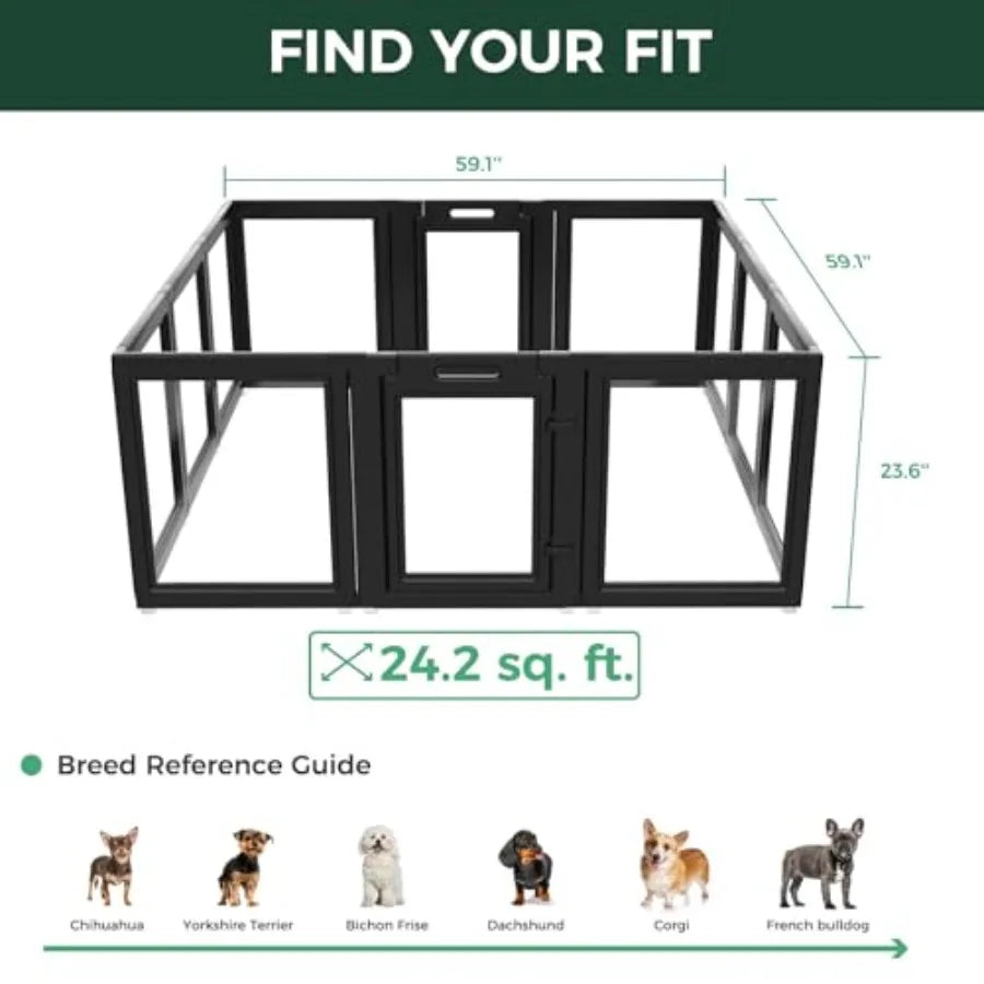 AuraSpace Acrylic Indoor Dog Playpen for Puppies and Small Dogs