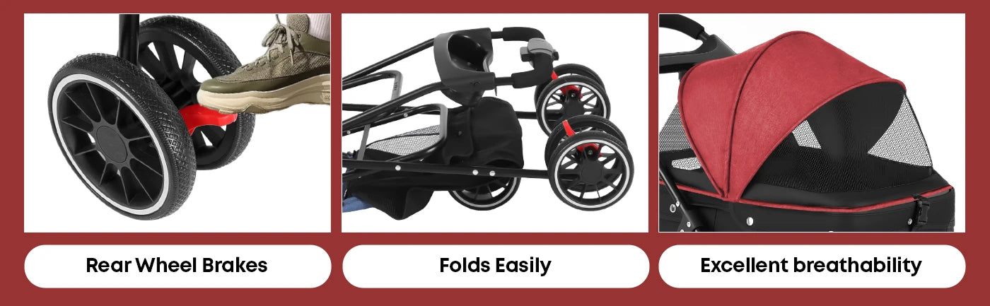 CHIHUAHUA Pet Stroller For Cats And Dogs 3 Wheel Foldable Mesh Canopy