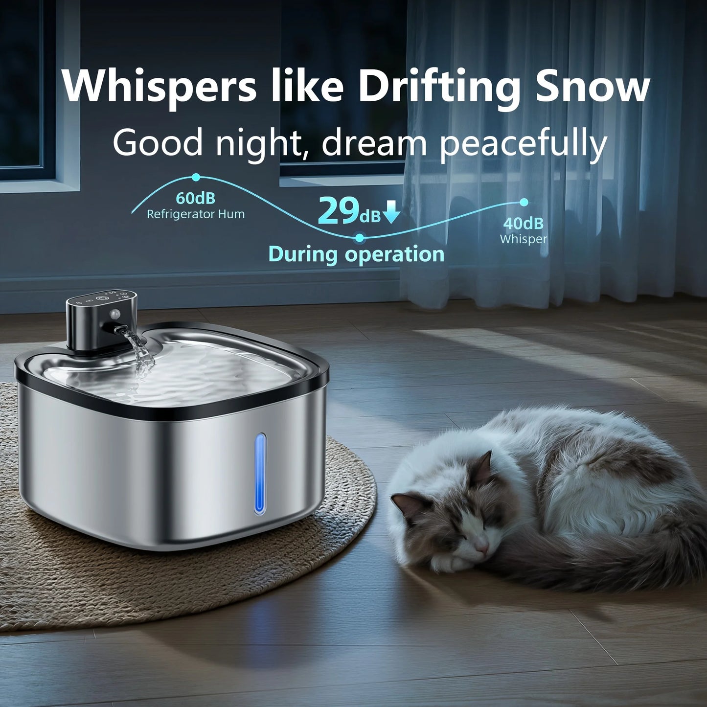 Eramong 3.5L Stainless Steel Wireless Smart Cat Water Fountain