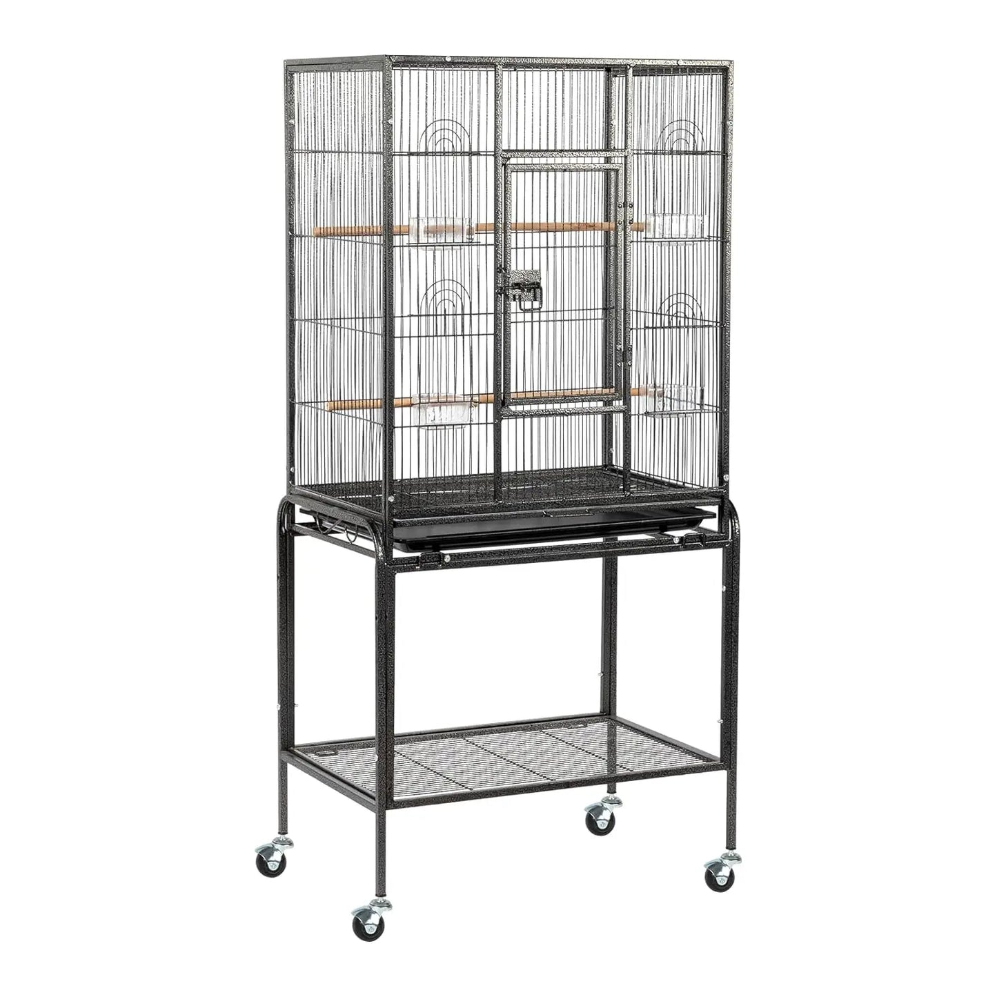 Wrought Iron Parakeet Cage On Wheels With Slide Out Tray