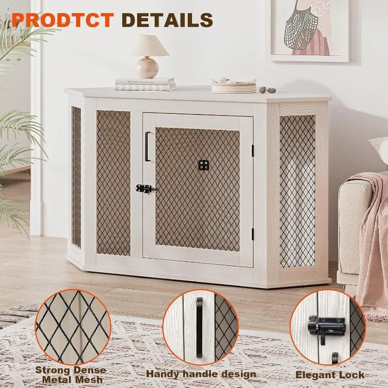 Pretzi Corner Dog Crate Furniture With Metal Mesh Indoor