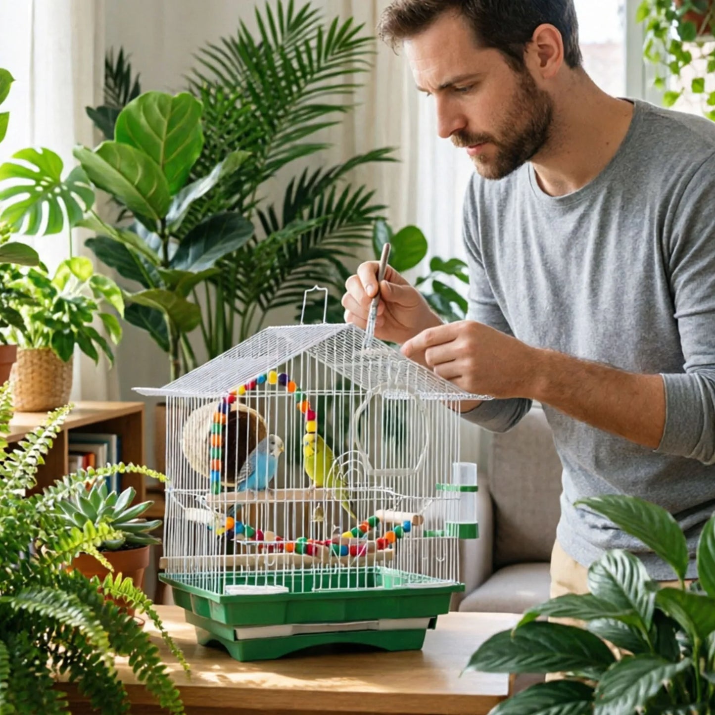 Metal Travel Bird Cage With Perch And Easy Clean Stand For Small Birds