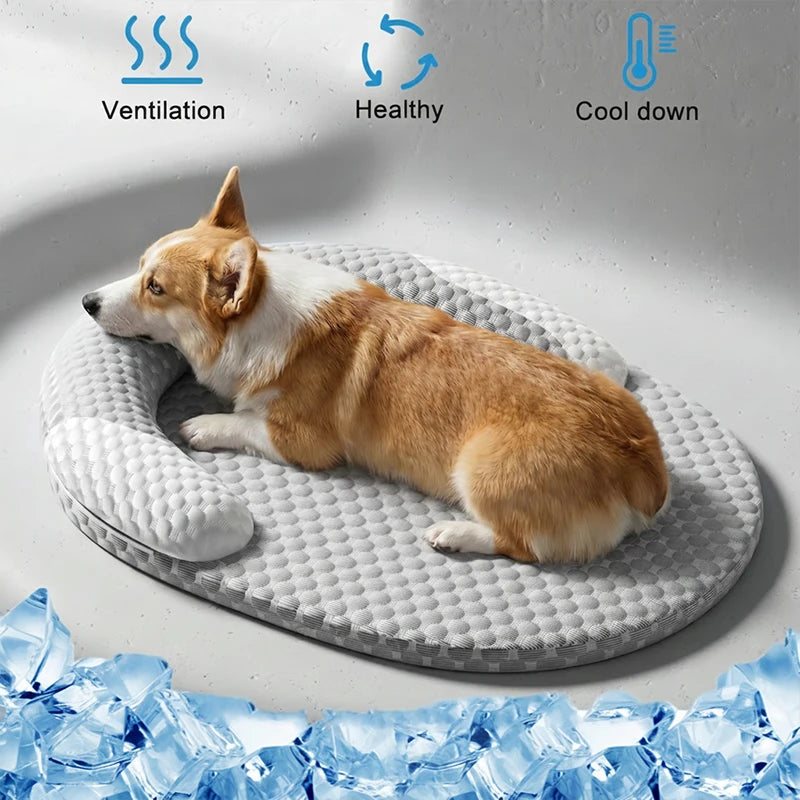Summer Ice Silk Cooling Pet Mat for Dogs and Cats Indoors