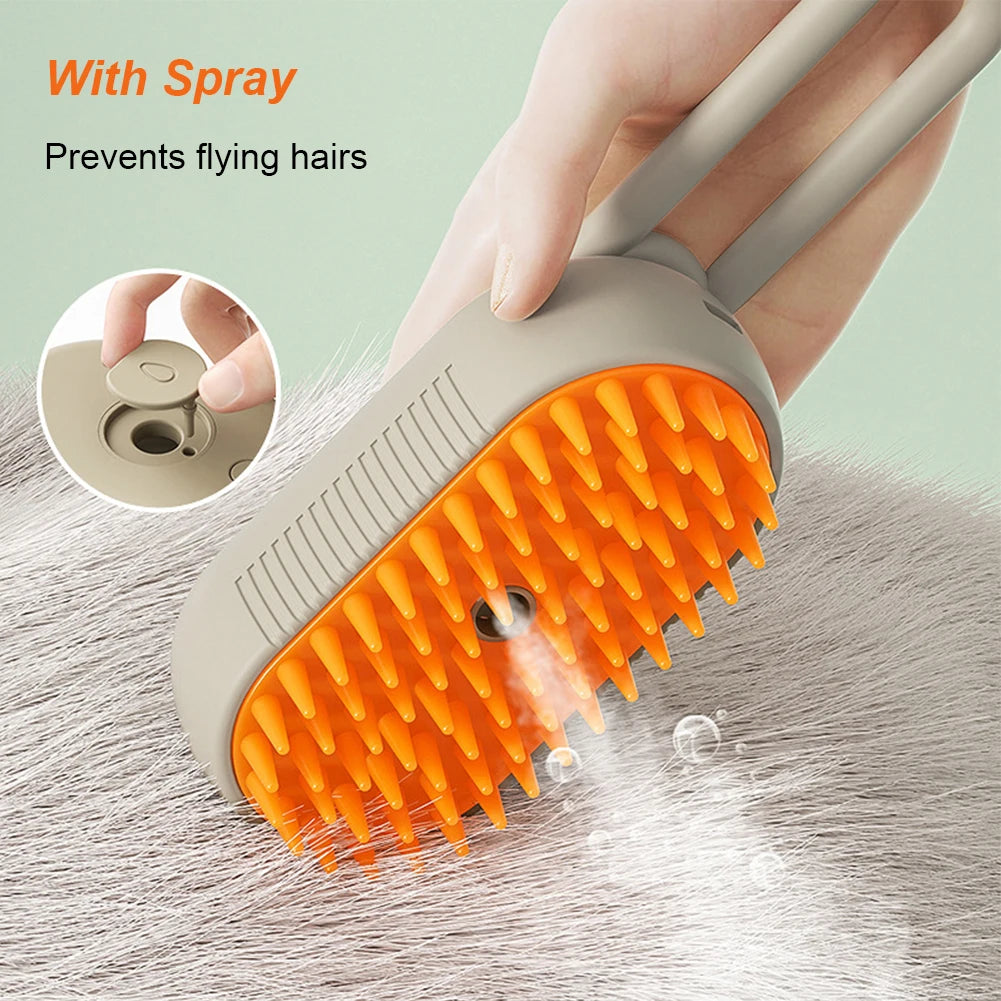 3 In 1 Dog Cat Grooming Brush With Electric Sprayer