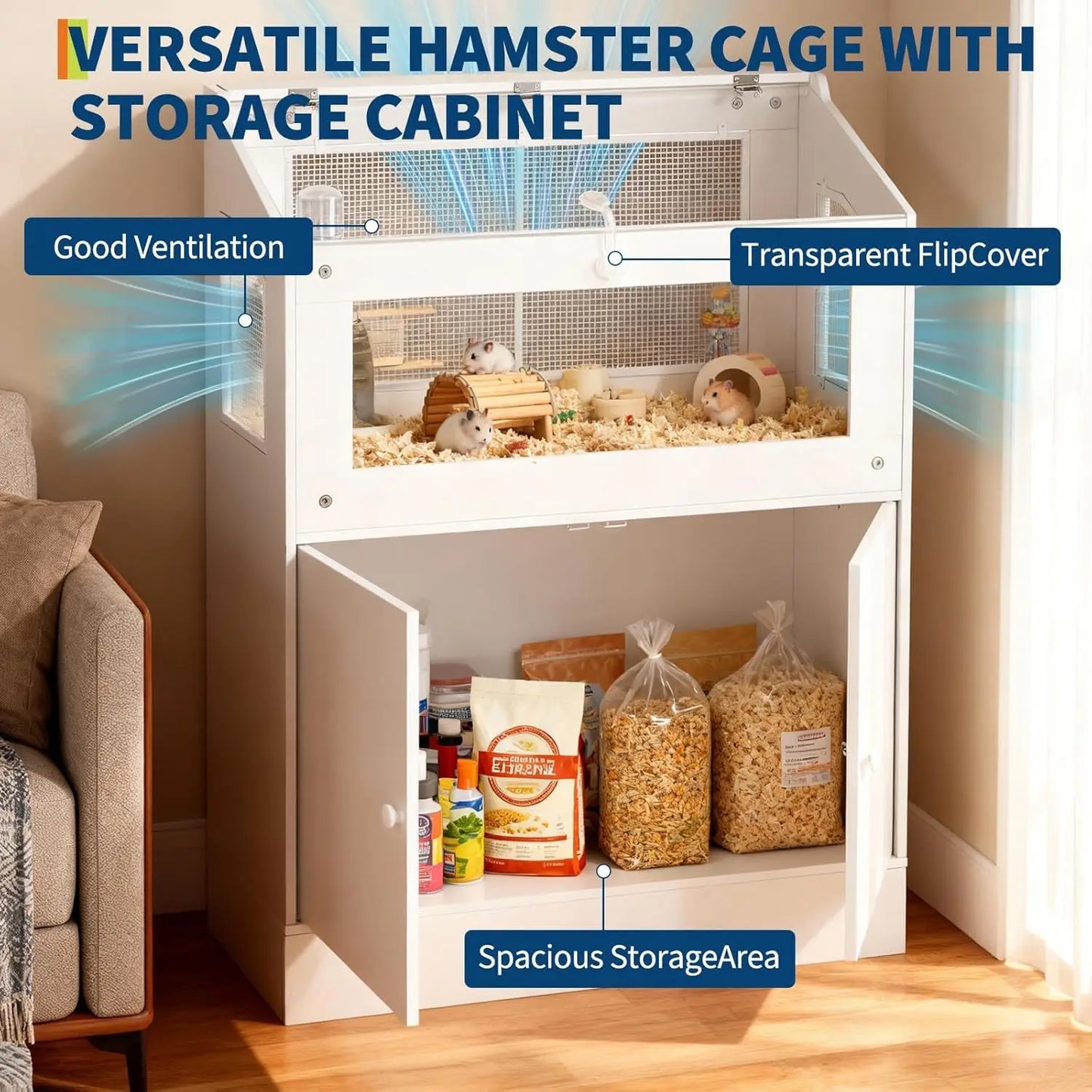 Hmmis Large Acrylic Hamster Cage With Storage Cabinet