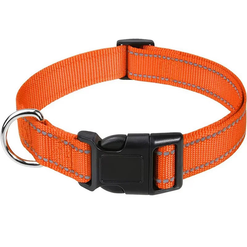 Reflective Adjustable Nylon Pet Collar For Dogs And Cats