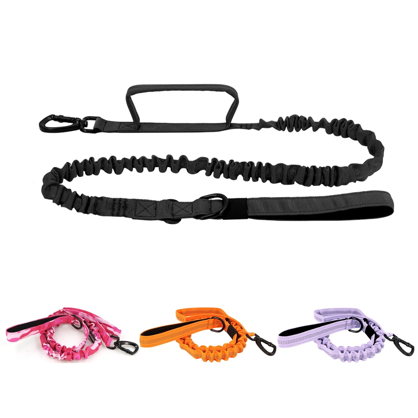 Nylon Adjustable Military Dog Leash With 2 Handles