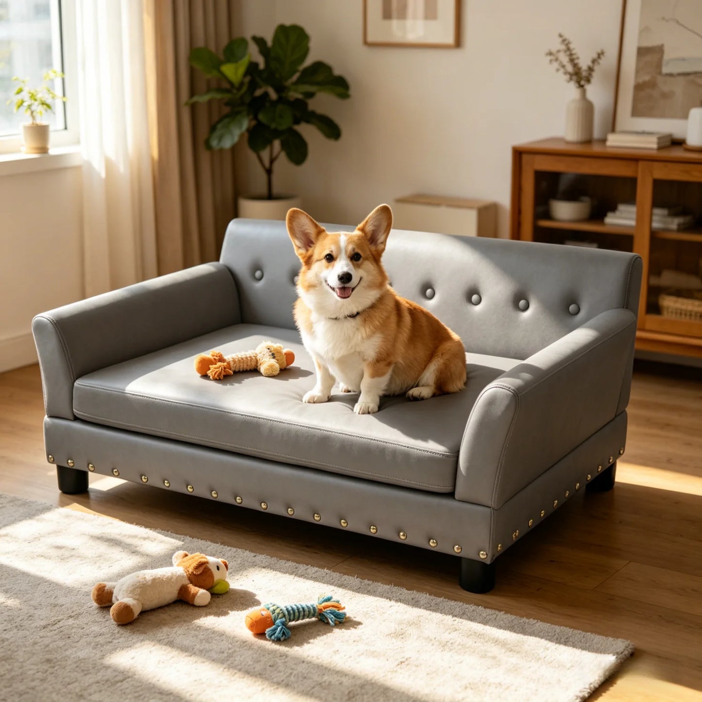 Bingopaw Elevated Microfiber Leather Sofa Bed