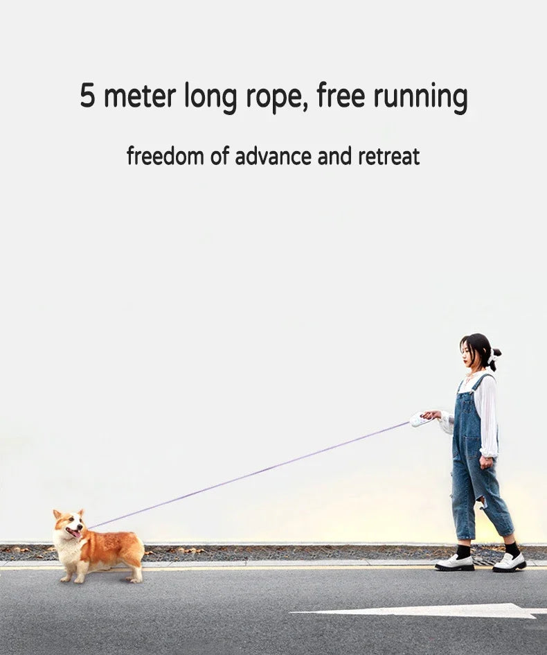 Lighted Retractable Dog Leash With Quick Release