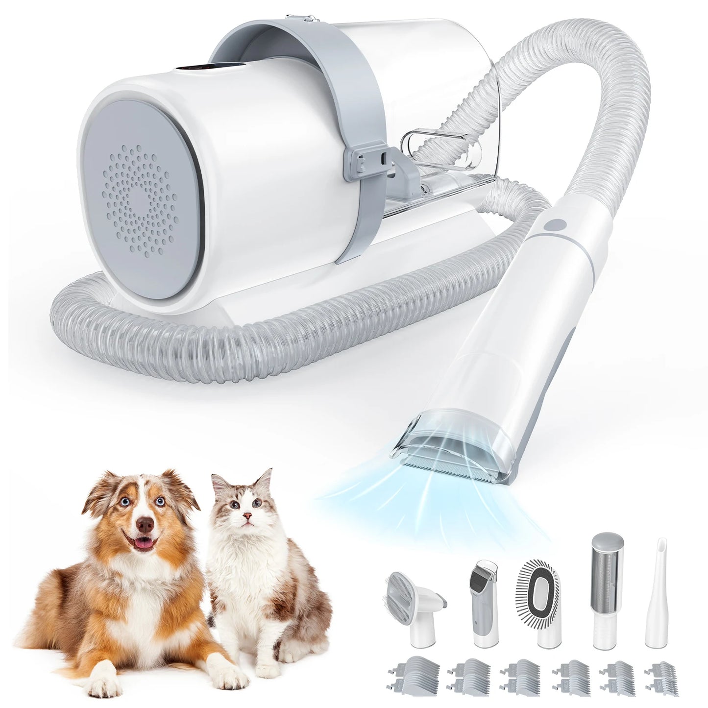 Pet Grooming Vacuum Kit With Cordless Low Noise Clippers