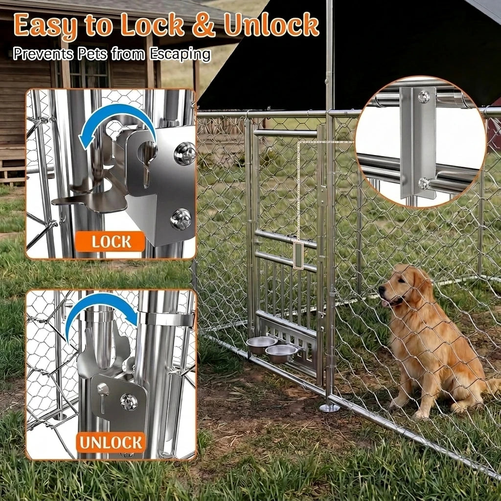 Heavy Duty Large Outdoor Dog Kennel With Dual Opening Doors