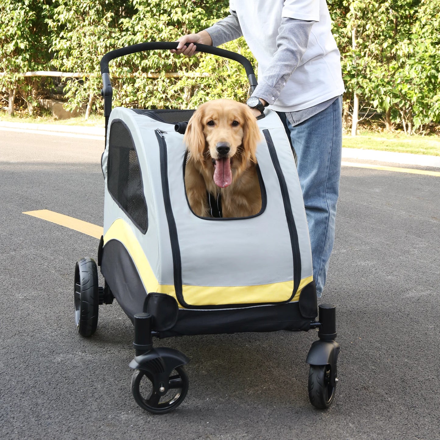 Universal Foldable Portable Dog Stroller With Breathable Carrier