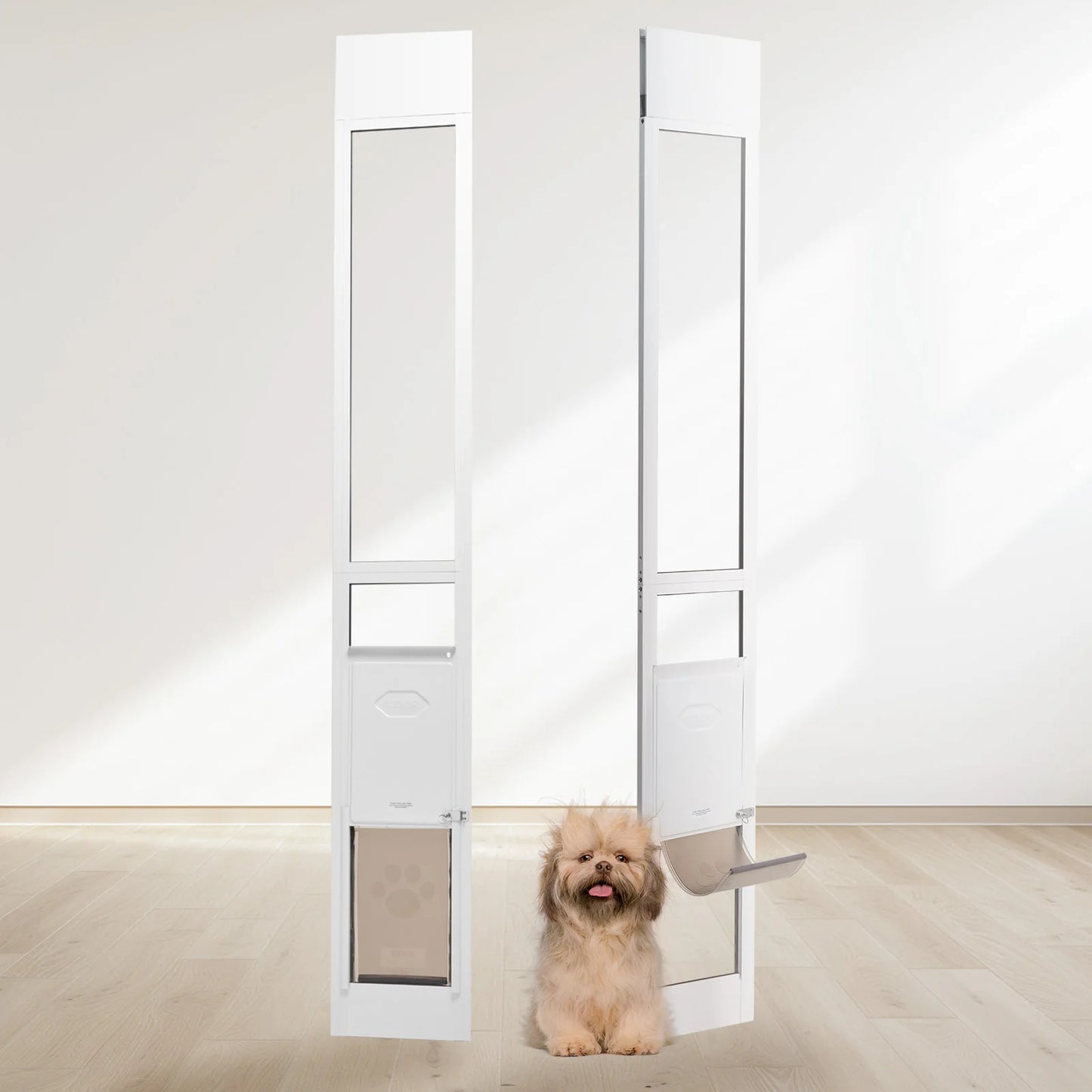 Dog Door For Sliding Glass Door With Adjustable Height Aluminum Frame