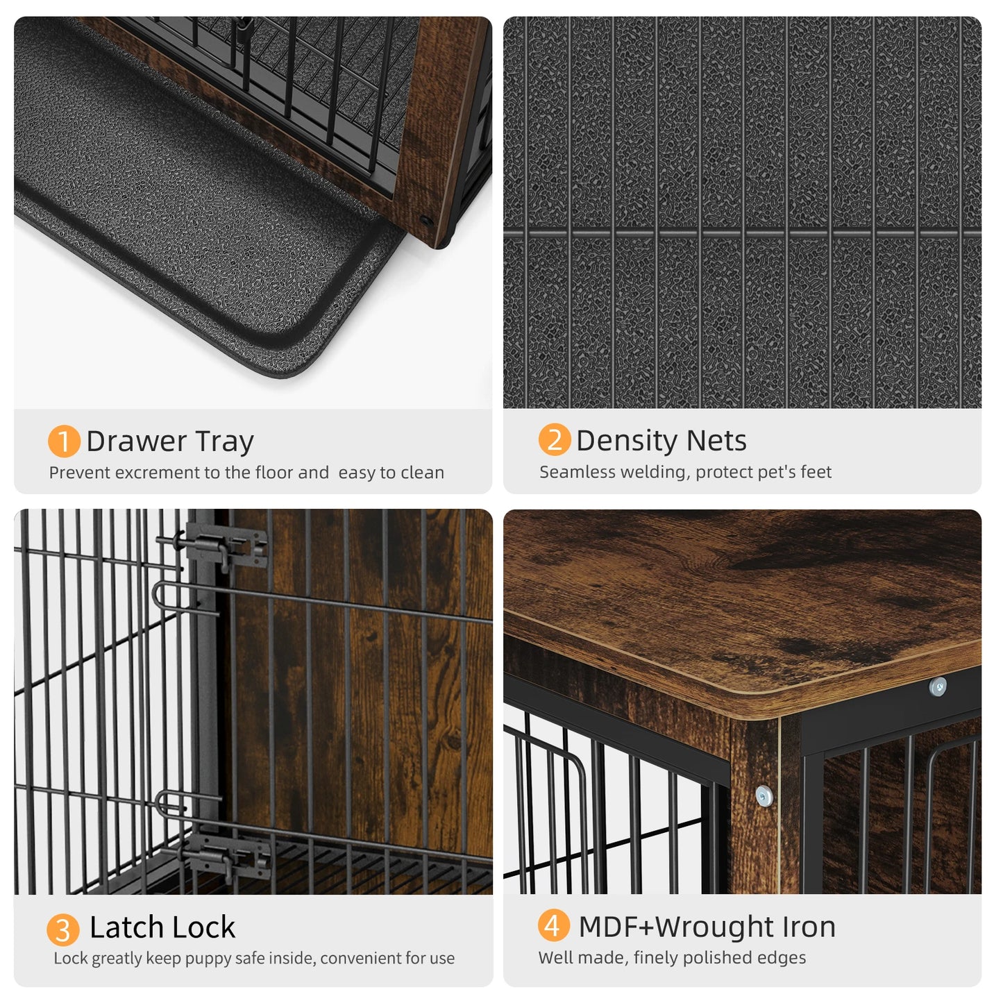 BORWART Elevated Dog Crate Table With Double Doors Removable Tray
