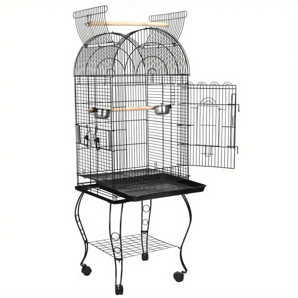 Durable Steel Bird Cage With Rolling Stand For Parrots