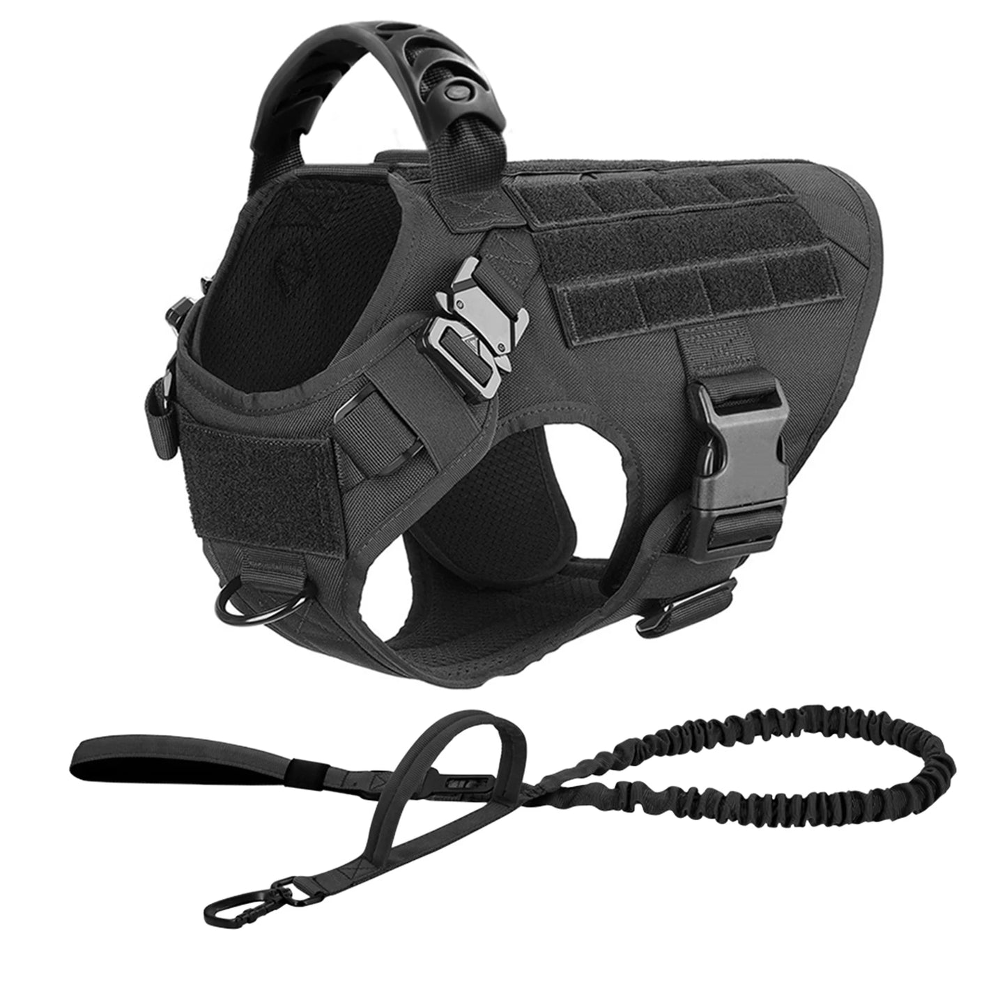 Nylon Tactical Dog Harness Leash Set No Pull Training Military