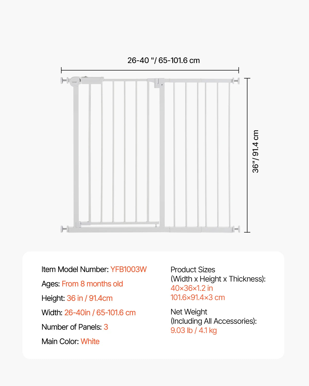 SucceBuy Baby Gate Pressure Mounted Walk Through Pet Safety Gate