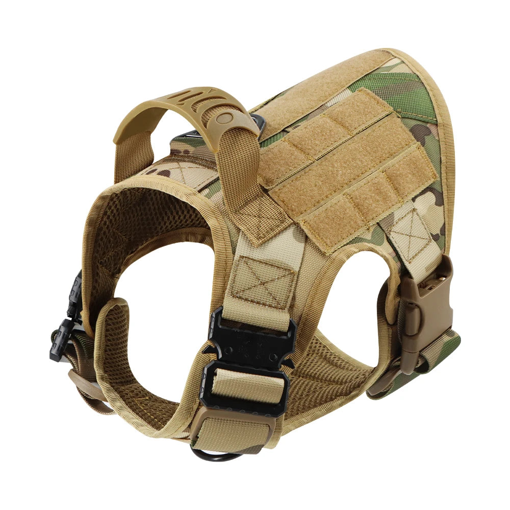 Nylon Tactical Dog Harness Leash Set No Pull Training Military