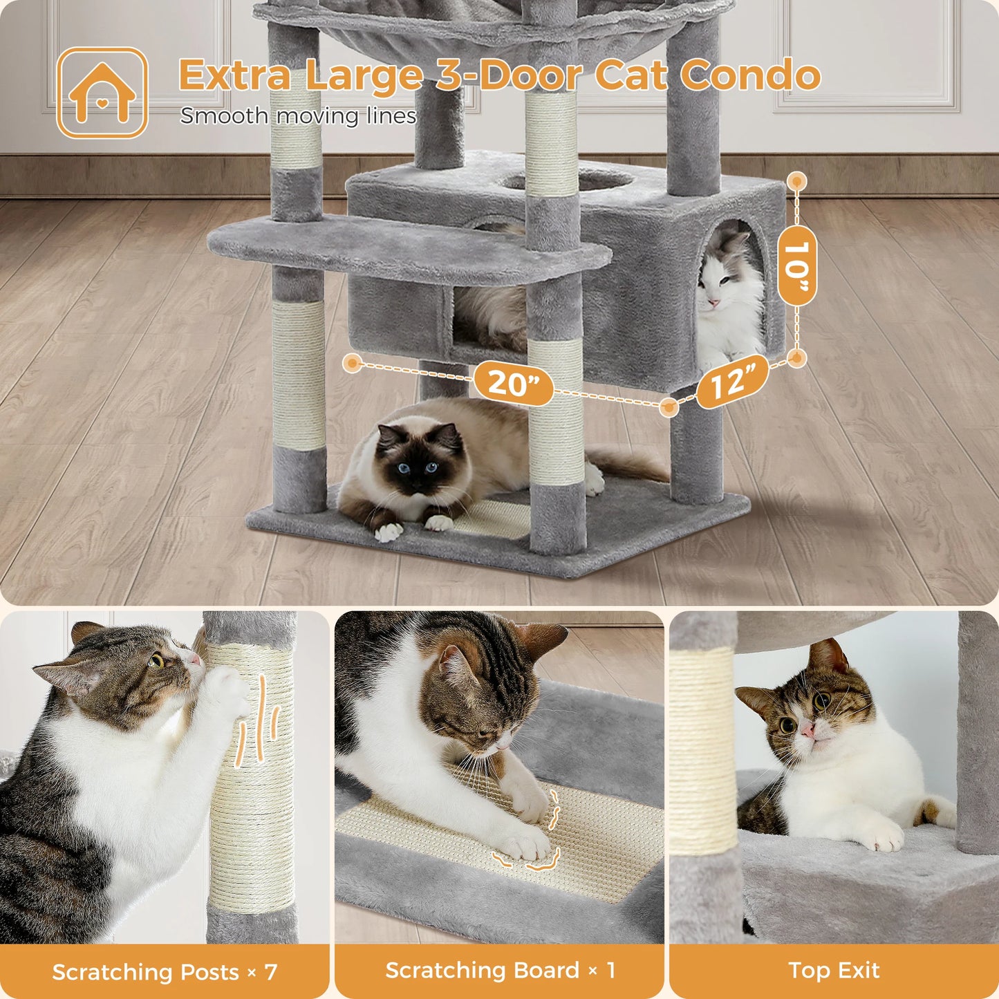 Pawz Road Large Multi Level Plush Cat Tree Tower