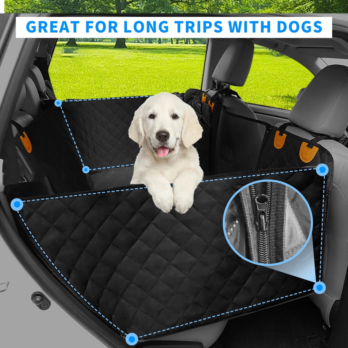 Borwart Waterproof Back Seat Extender Dog Car Cover With Storage